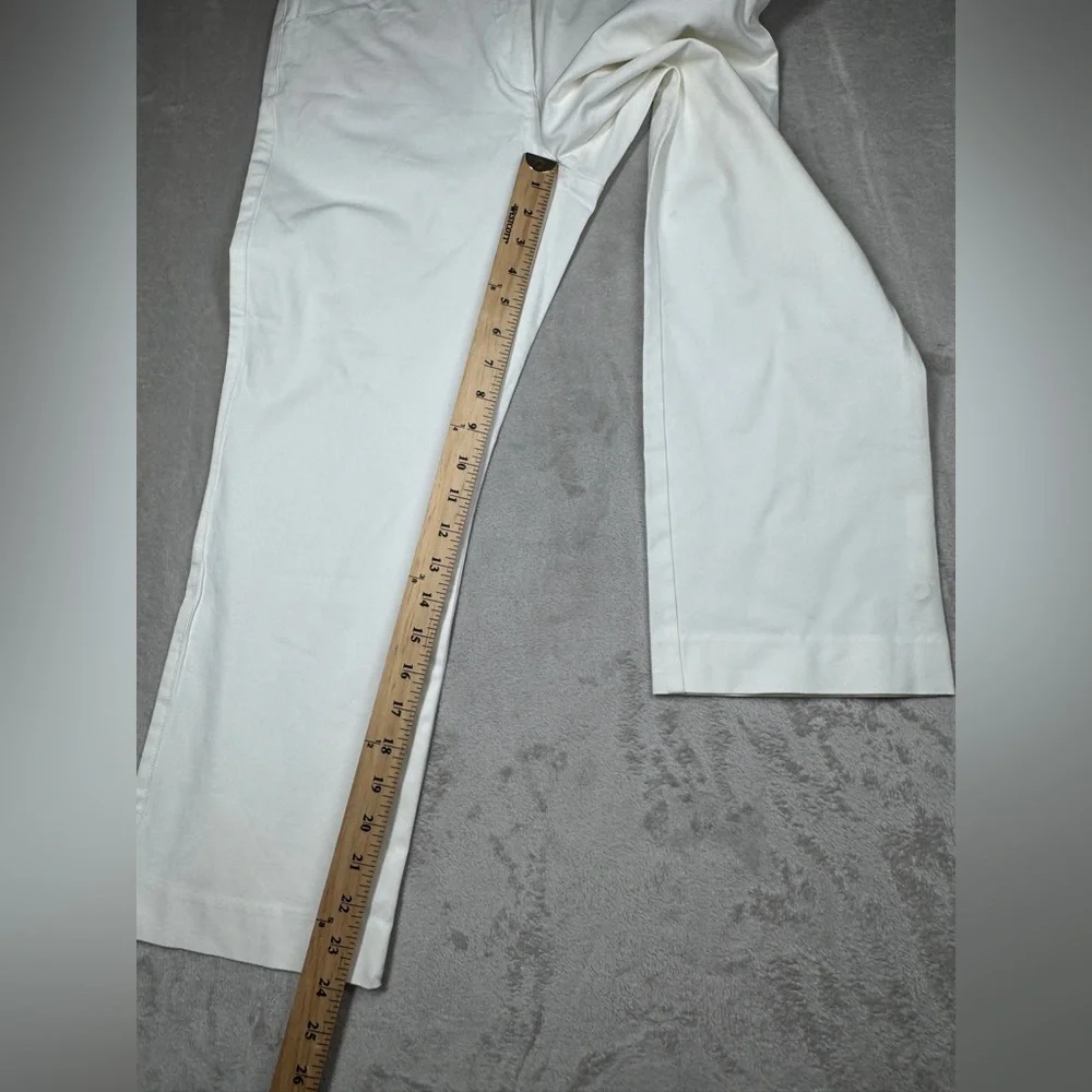 Vintage Lily Pulitzer White Cotton Blend Cropped Straight Leg Chino Pants Size 4